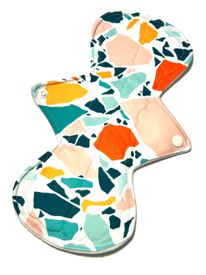 "Kaleidescope" Performance Piqué 11 Inch Curve or 13 Inch Reusable Cloth Pads